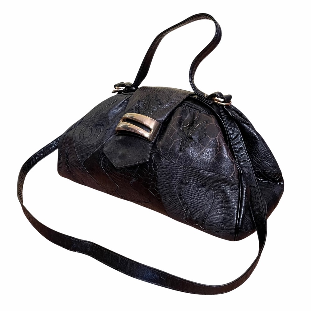 Vtg Sharif Reptile Leather Convertible Doctor Bag - Picture 3 of 12